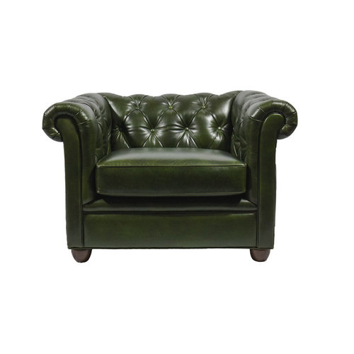 chesterfield style forest green leather arm chair