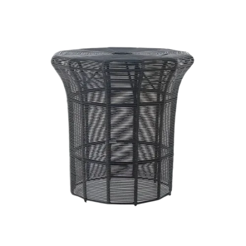 black wicker outdoor side table